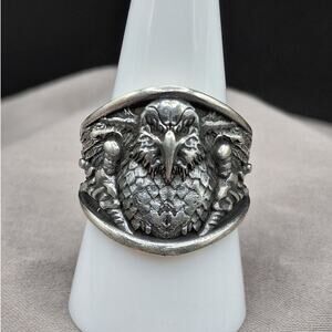 Men's Eagle Ring, Size 9.5, Gothic, Biker, Patriotic, 925 Sterling Silver